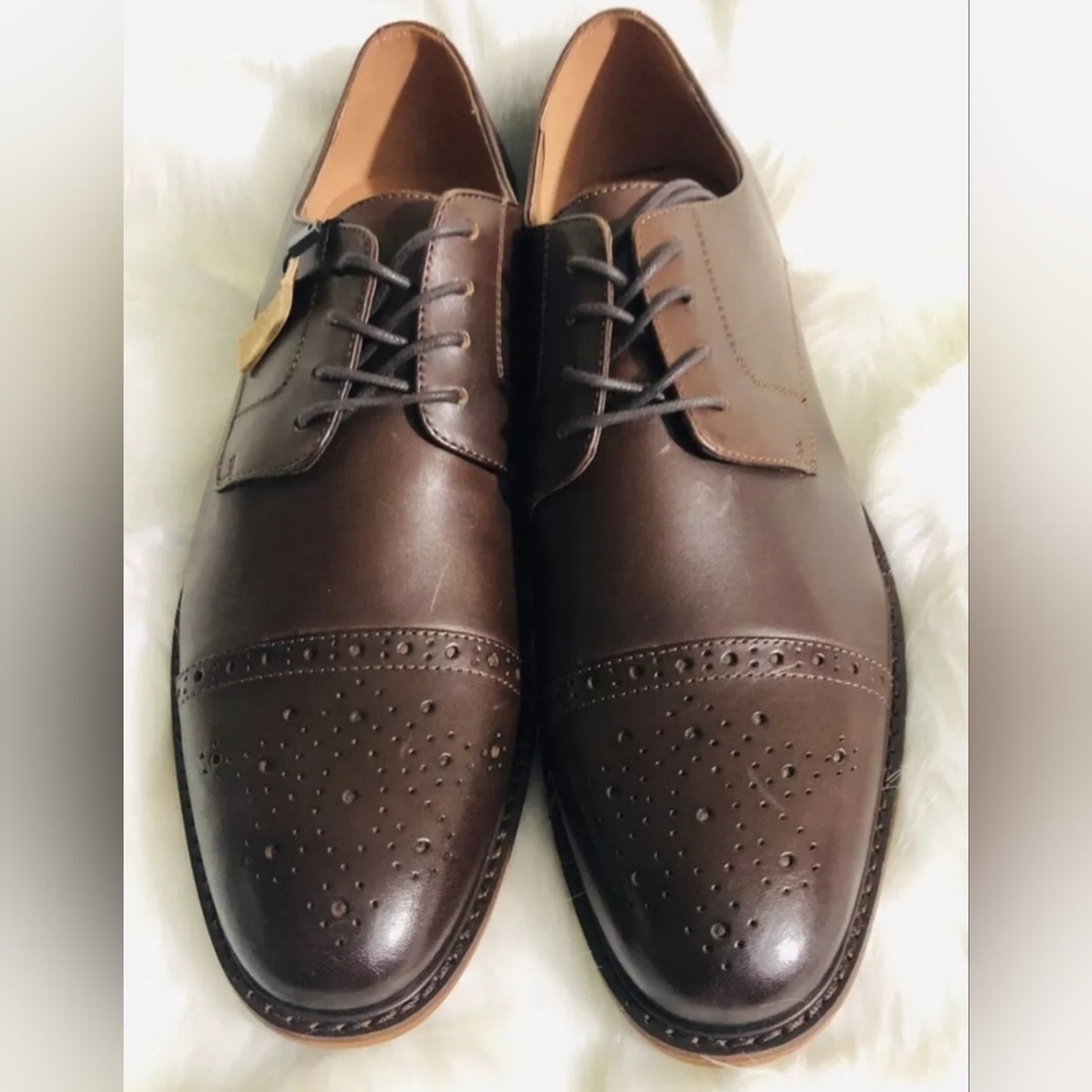 EXPRESS genuine leather Cap Toe Oxford Brogue Design Shoe. Sz 10 M